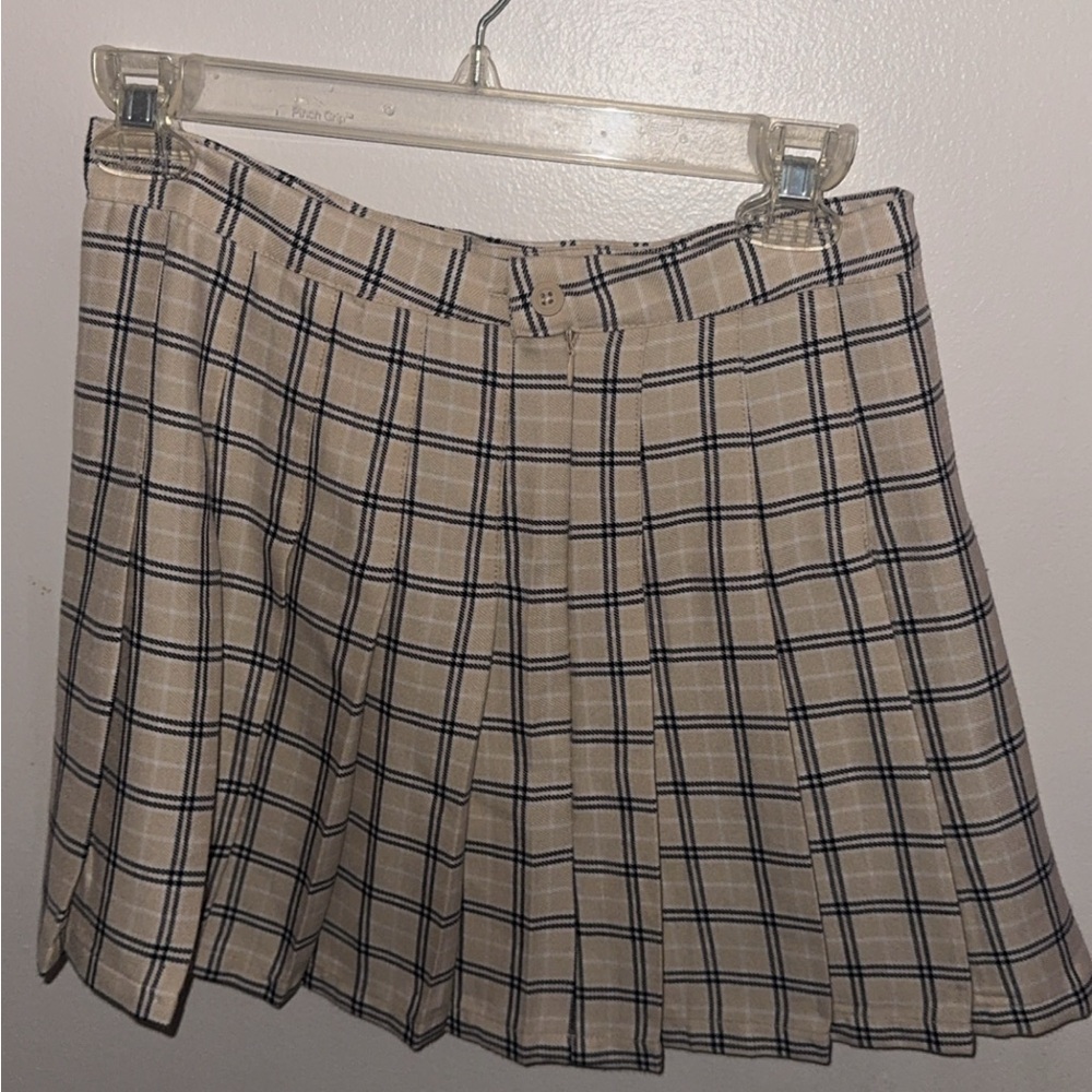 Plaid Beige Mini Skirt